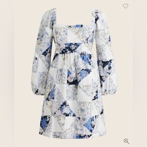 J.CREW Blue Floral Patchwork Square-Neck Dress